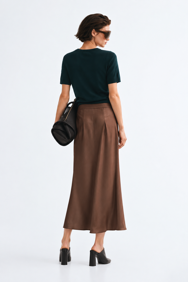 Cocoa Satin Skirt