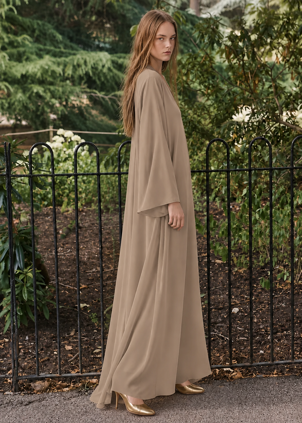 Mocha Georgette Maxi Dress