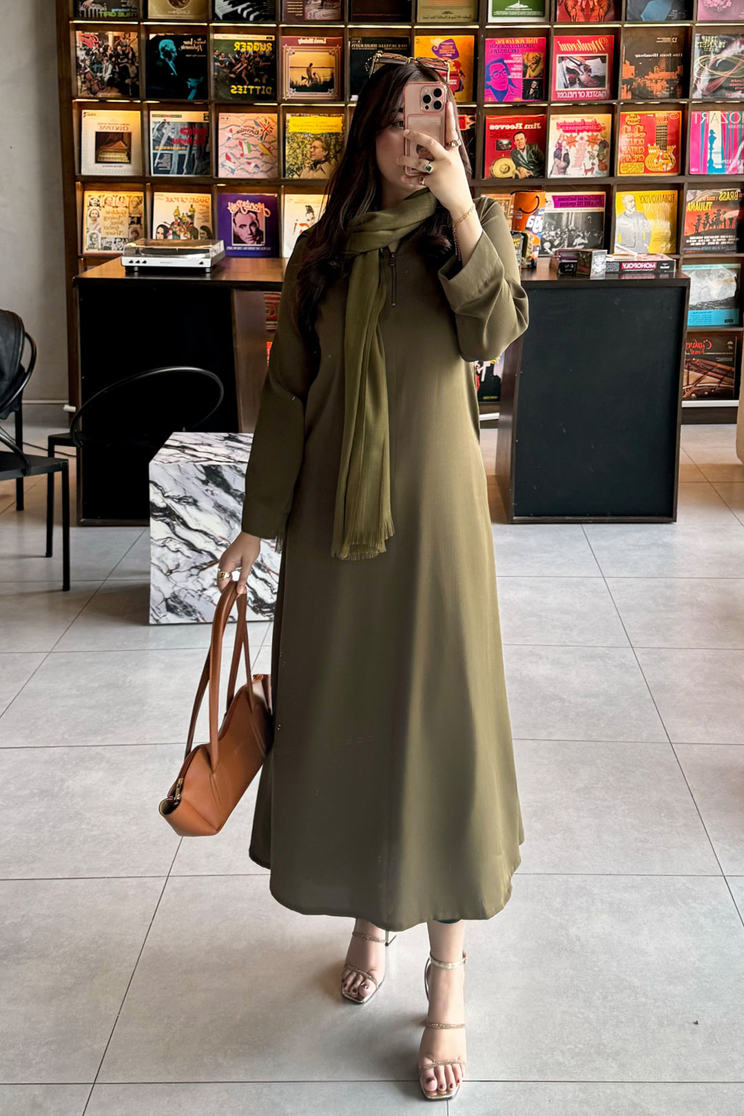 Olive Zipper Dress