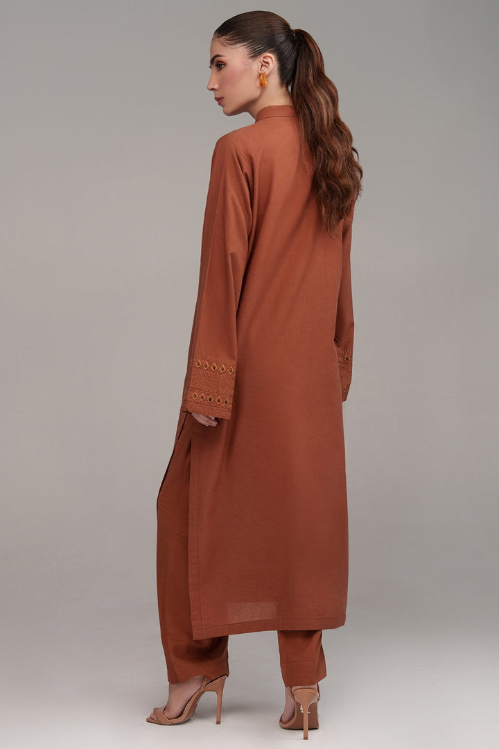 2 Pcs Rust Embroidered Suit