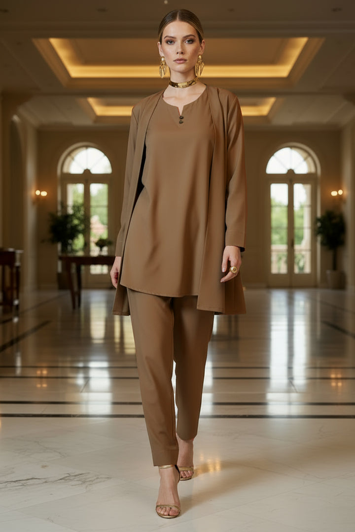 Pastel Brown Layered Dress