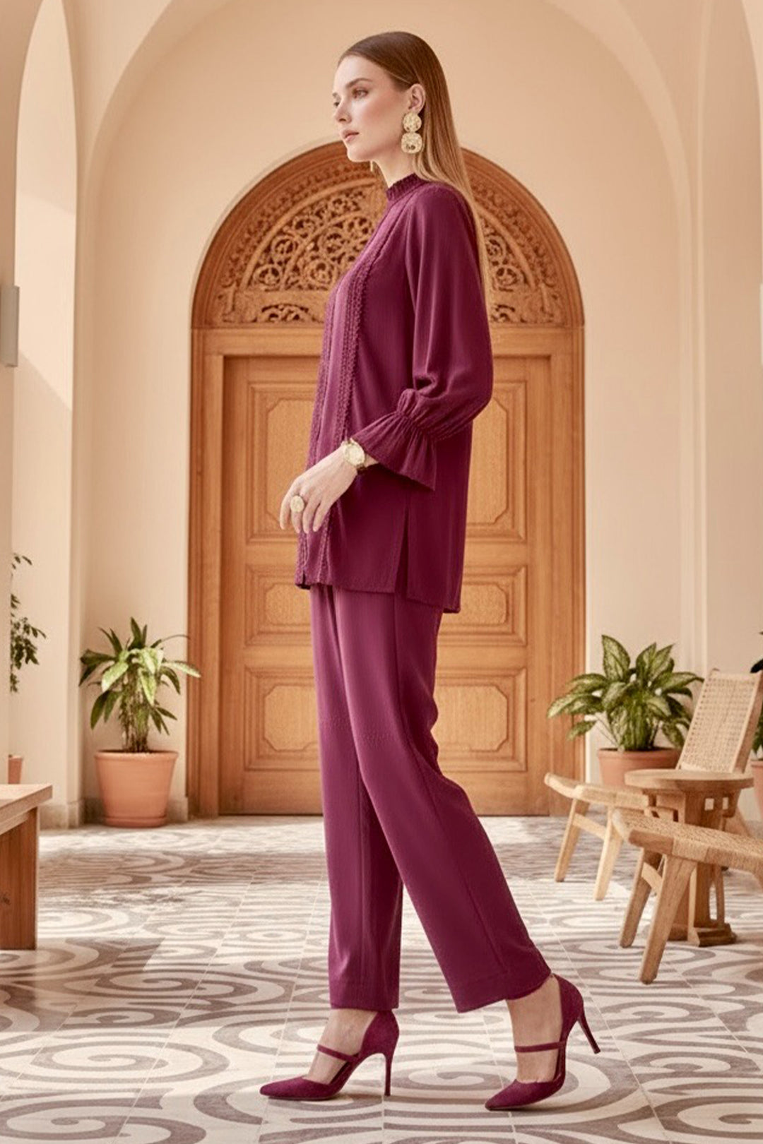 Plum Lace Co Ord Set - 02