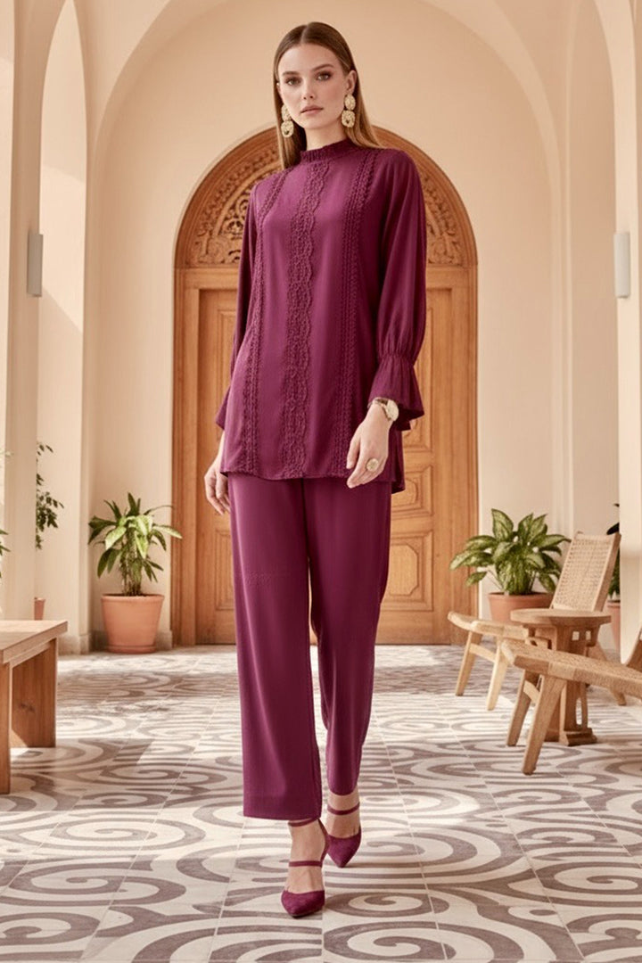 Plum Lace Co Ord Set - 02