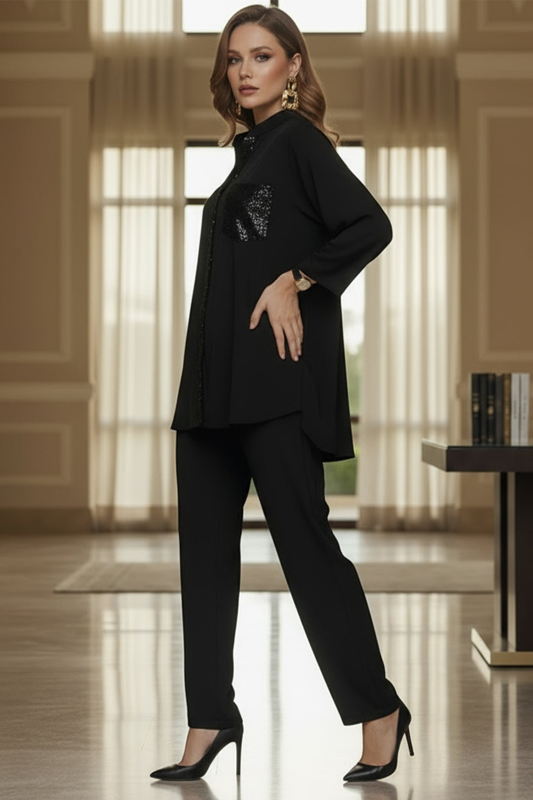 Black Sequin Co Ord Set