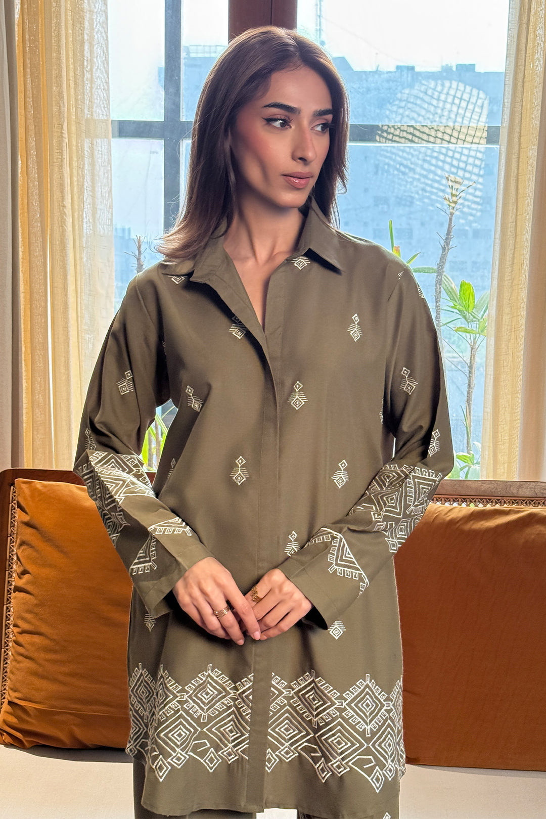 Basil Embroidered Co Ord Set