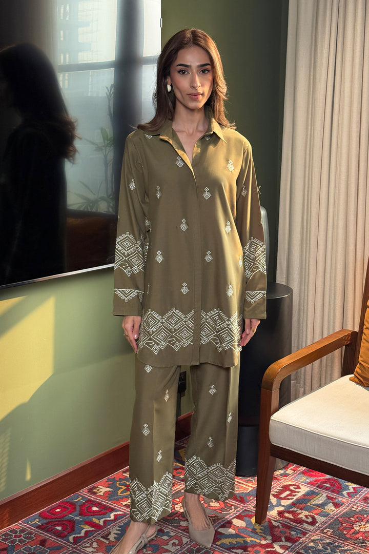 Basil Embroidered Co Ord Set