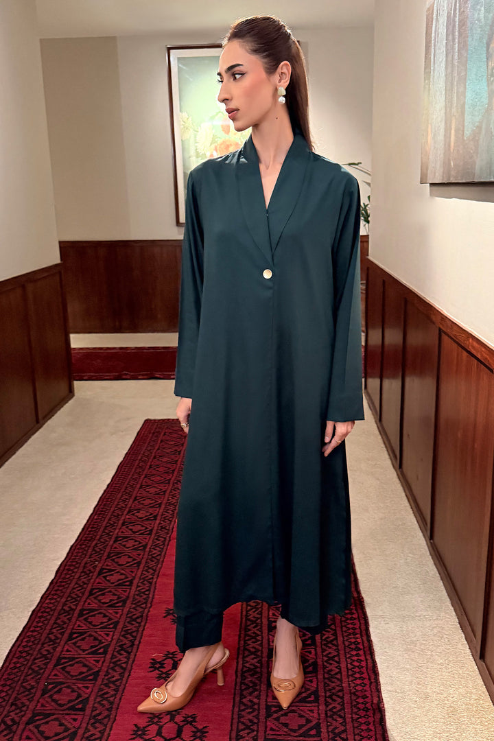 Bottle Green Linen Dress