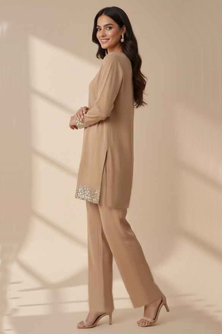 Pastel Brown Sequin Co Ord Set