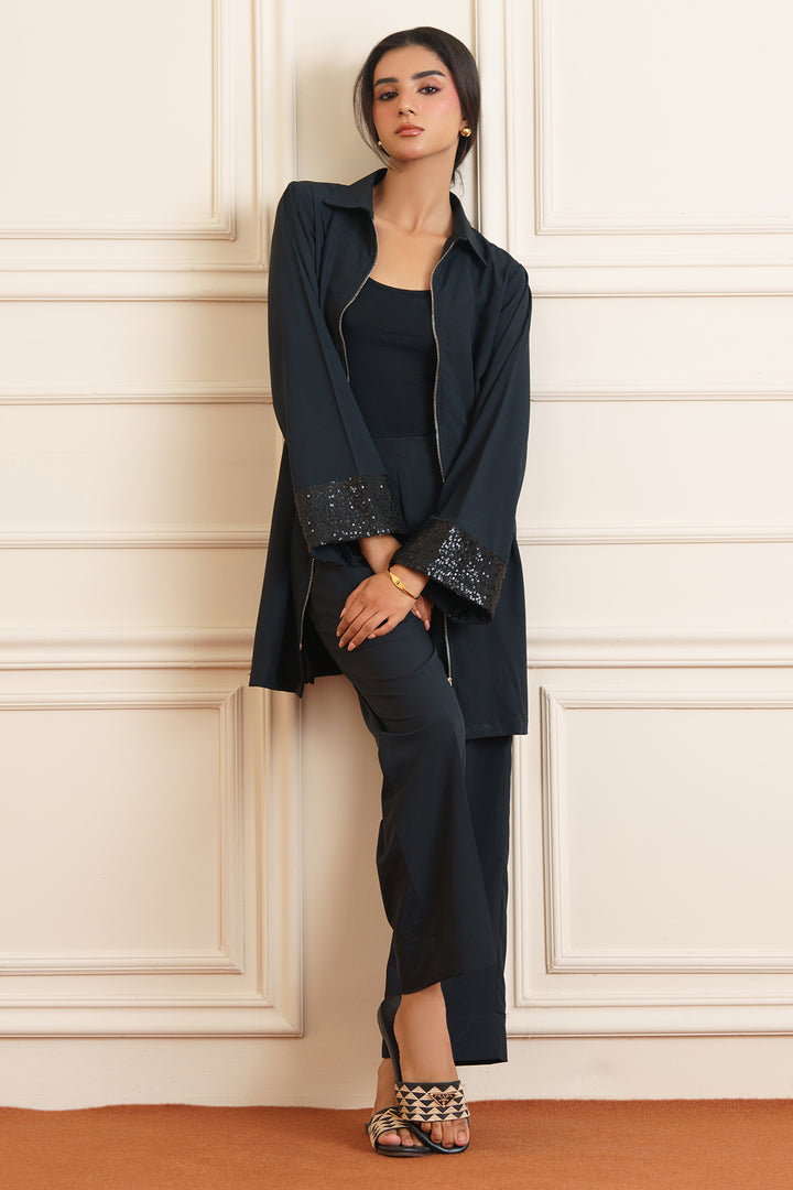 Black Sequin Layered Dress