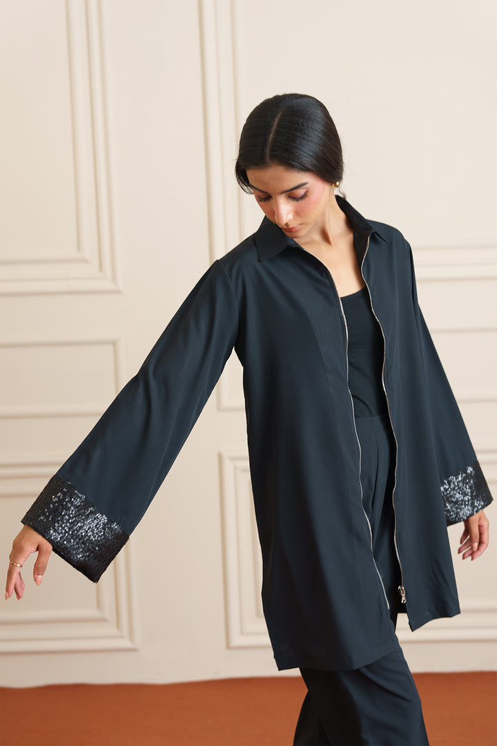 Black Sequin Layered Dress