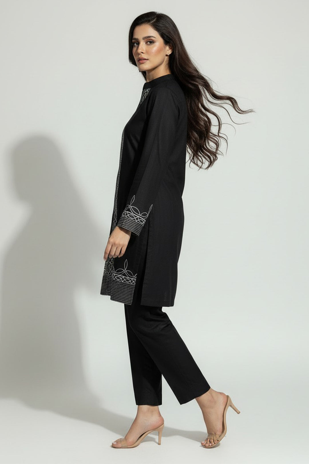 Black Embroidered Co Ord Set