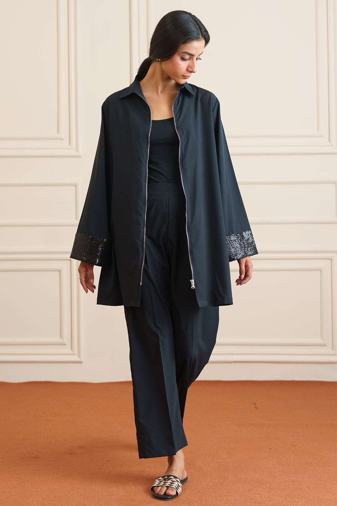 Black Sequin Layered Dress