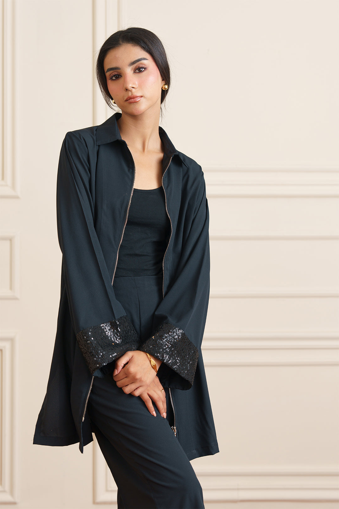 Black Sequin Layered Dress