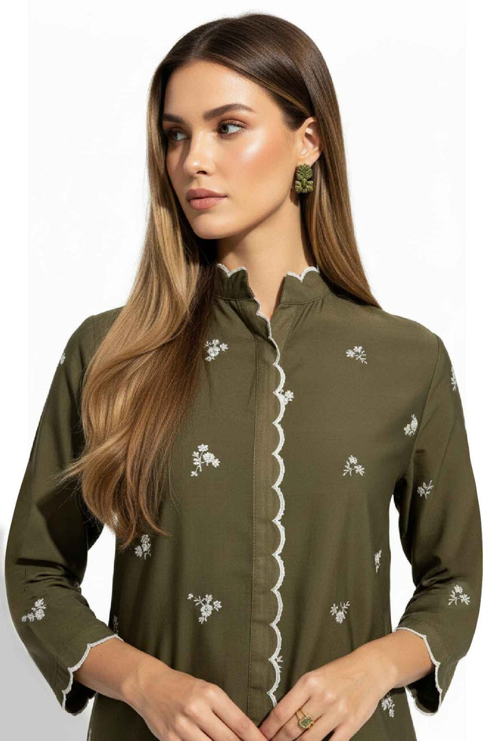 Olive Green Embroidered Co Ord Set