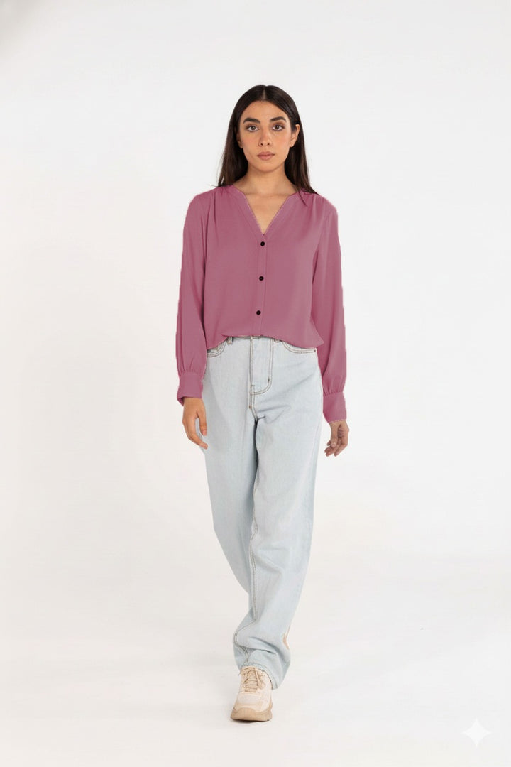 Blush Pink V-Neck Top