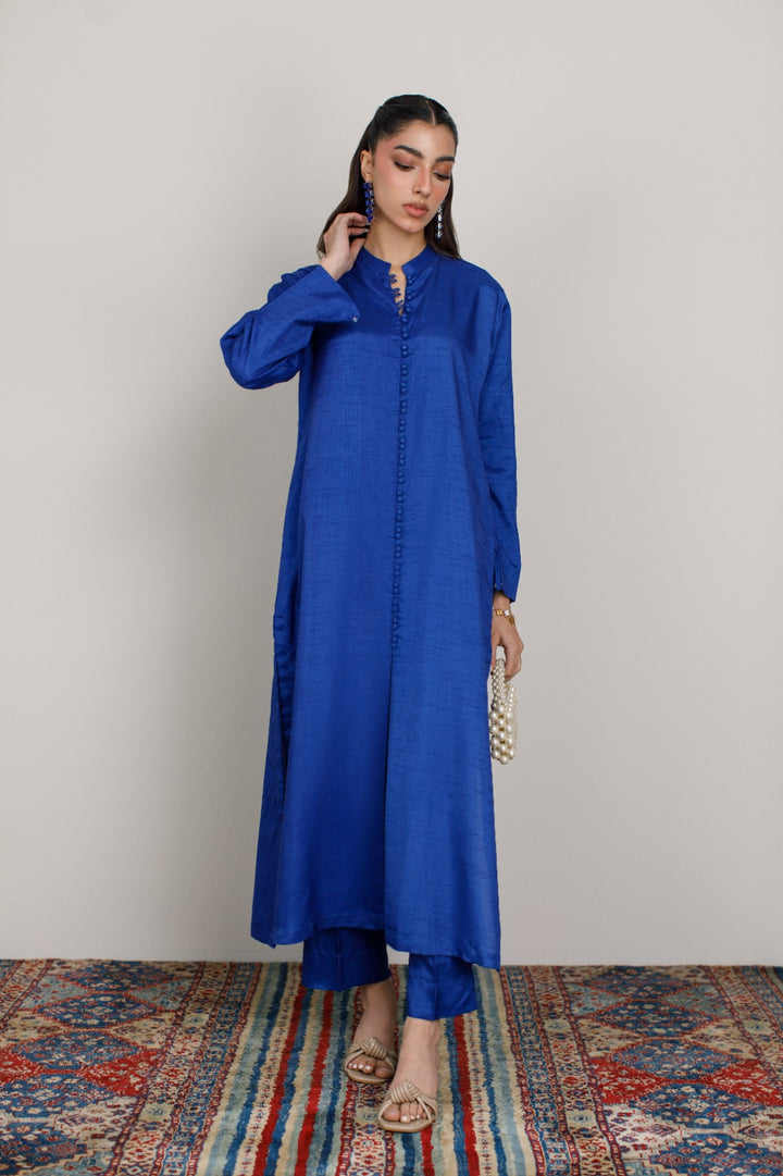 Sapphire Blue Korean Silk 3-Piece Set