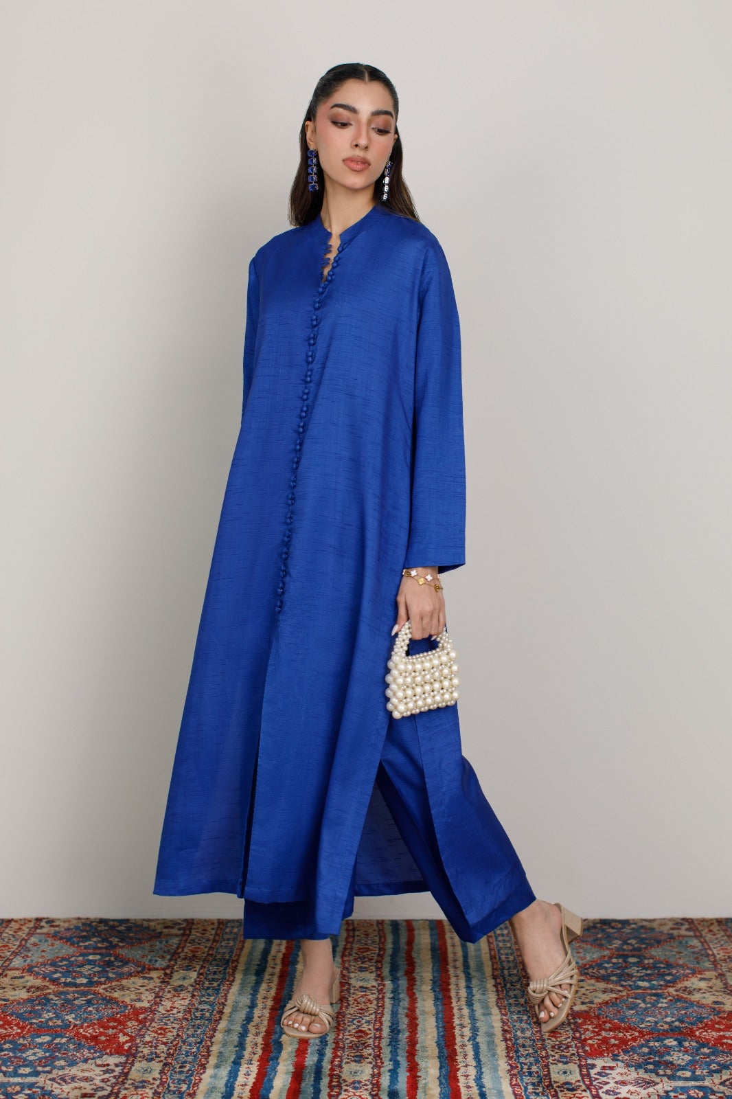 Sapphire Blue Korean Silk 3-Piece Set