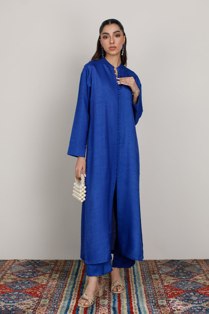 Sapphire Blue Korean Silk 3-Piece Set