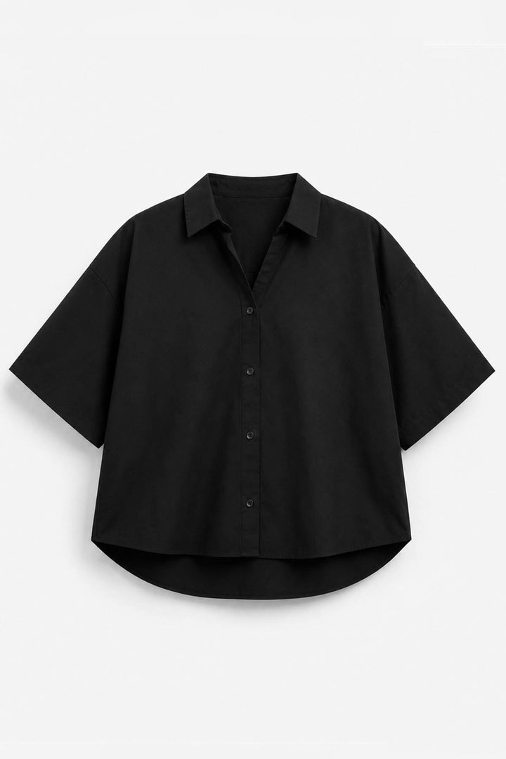 Black Oversized Box Fit Shirt