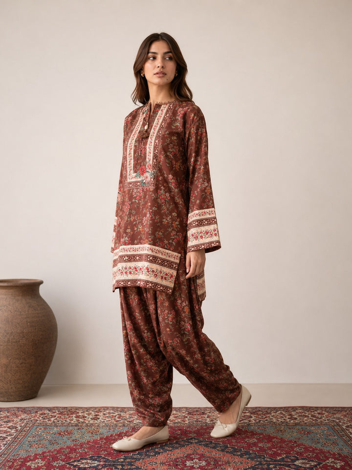 Rust Brown Printed Co ord Set