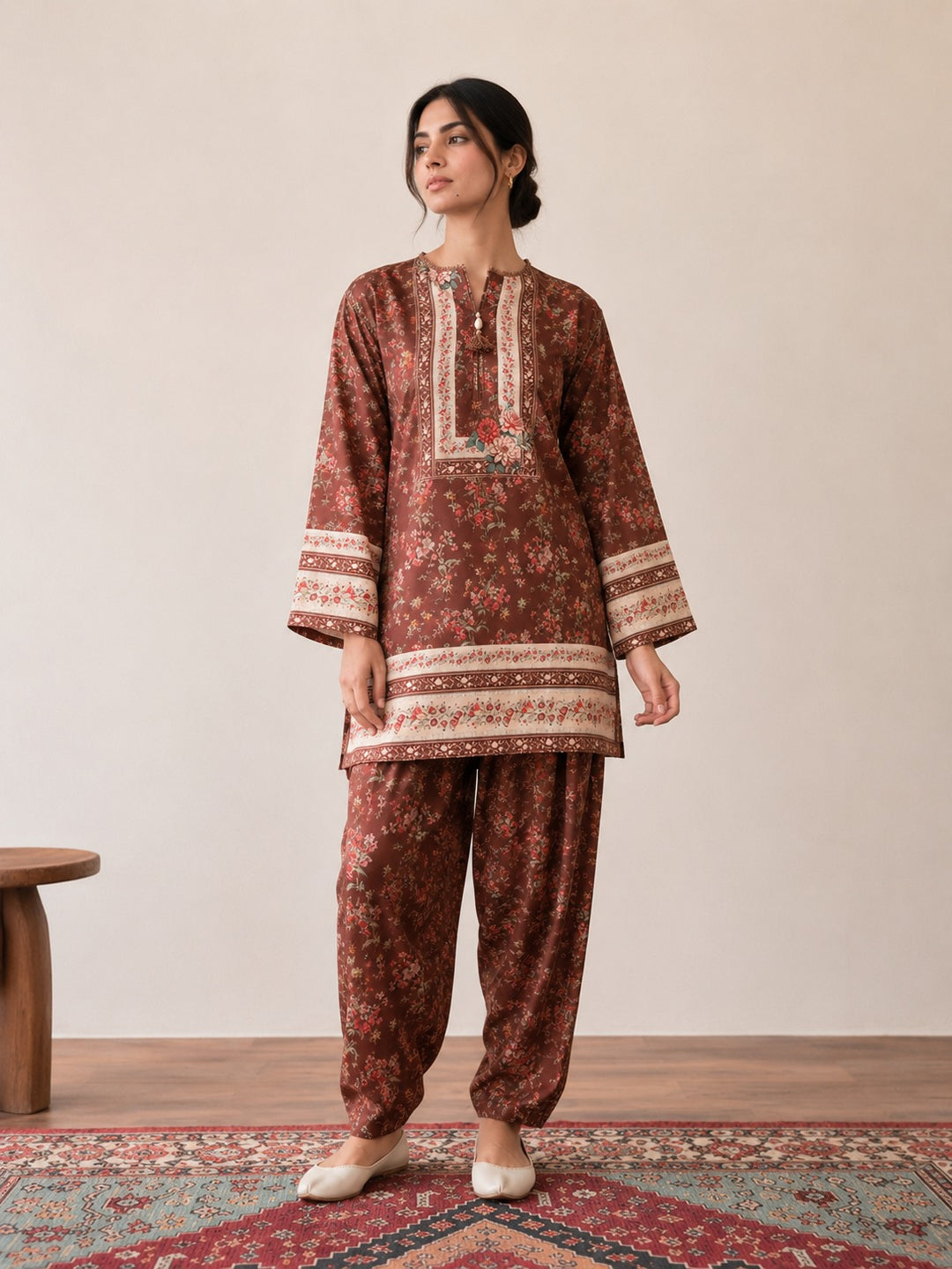 Rust Brown Printed Co ord Set