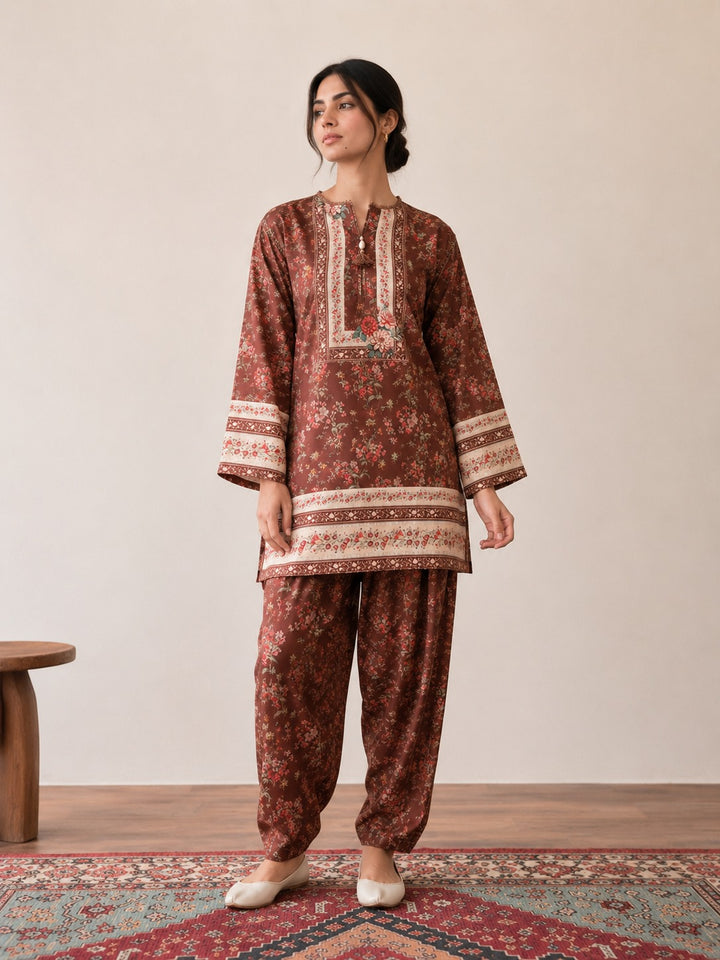Rust Brown Printed Co ord Set