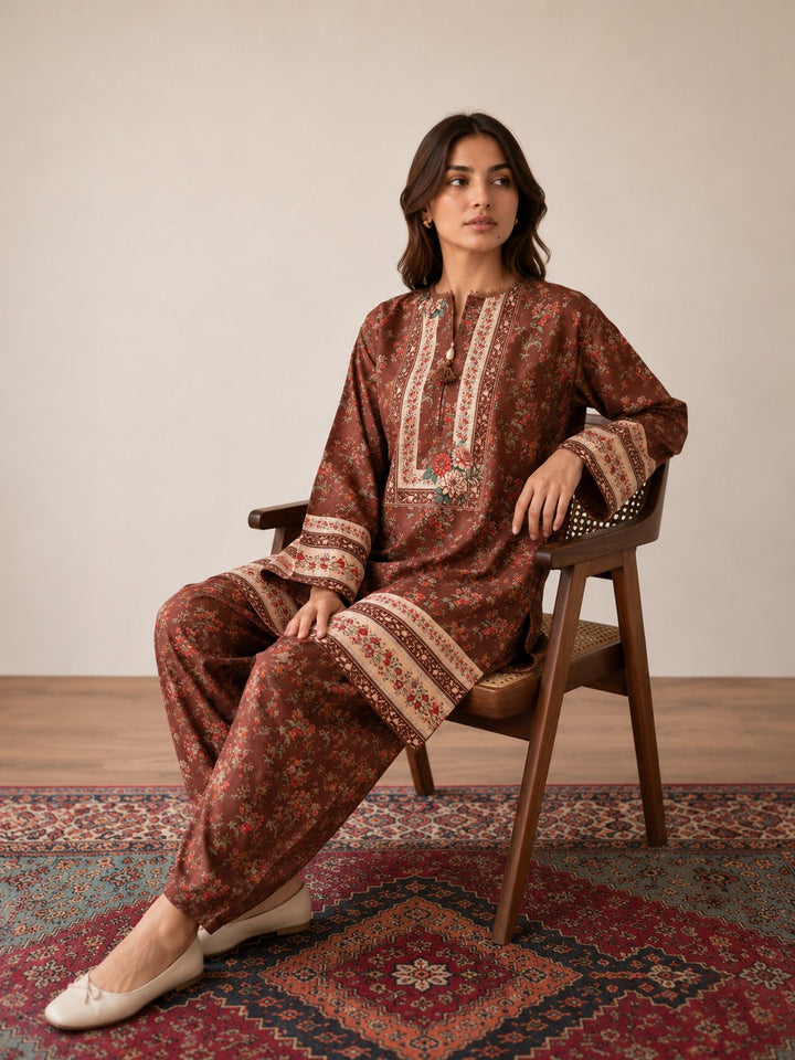 Rust Brown Printed Co ord Set