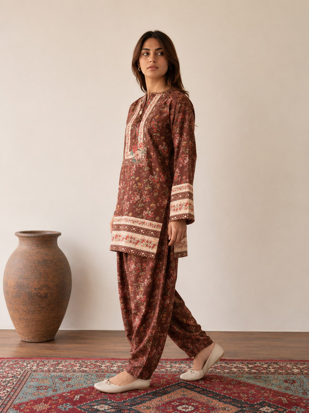 Rust Brown Printed Co ord Set