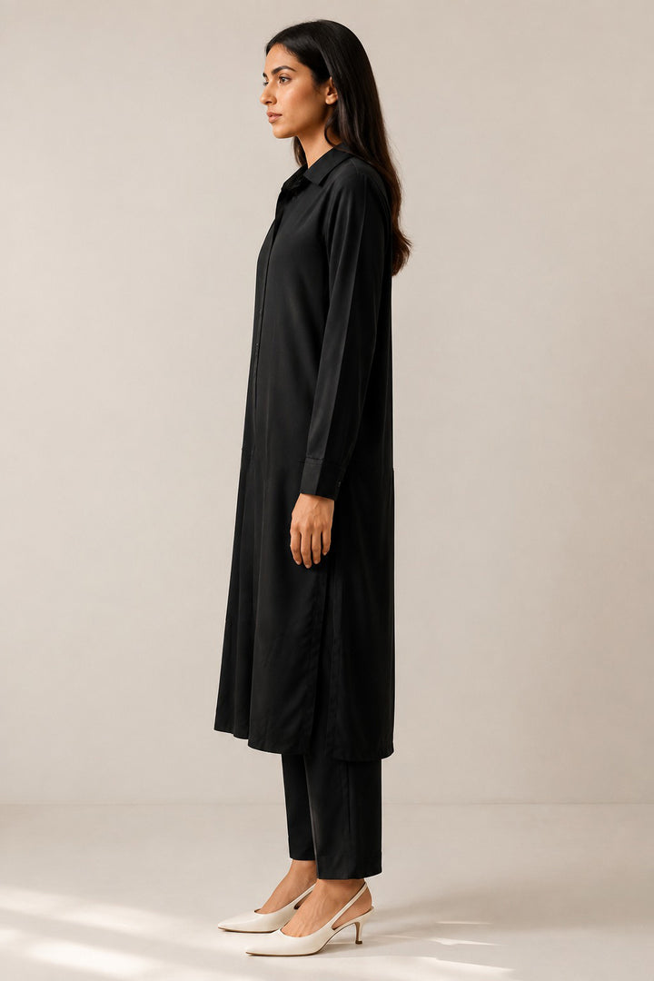 Black Buttoned Co Ord Set