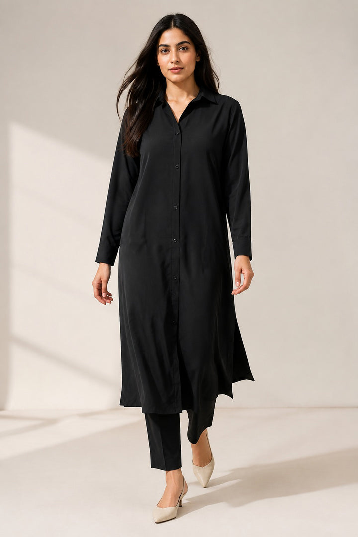 Black Buttoned Co Ord Set