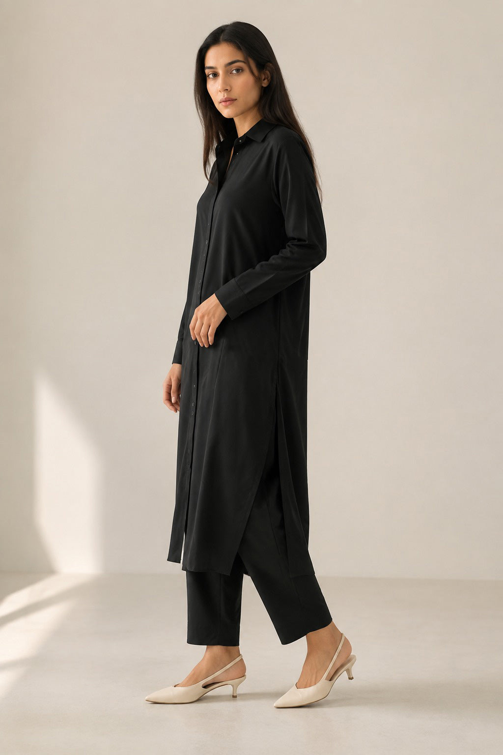 Black Buttoned Co Ord Set