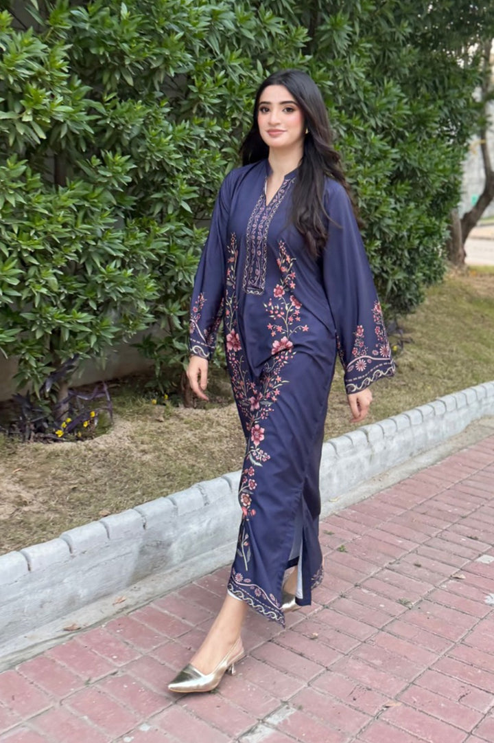 Navy Blue Bloom Kaftan