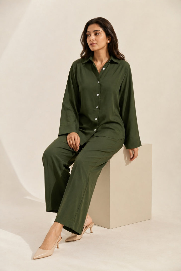 Forest Green Buttoned Co Ord Set