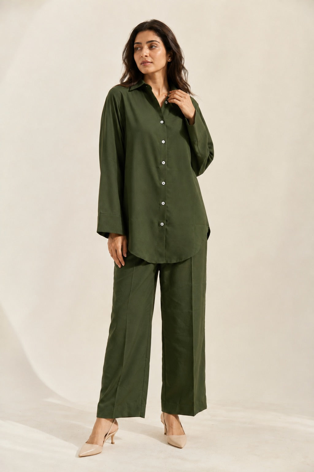 Forest Green Buttoned Co Ord Set