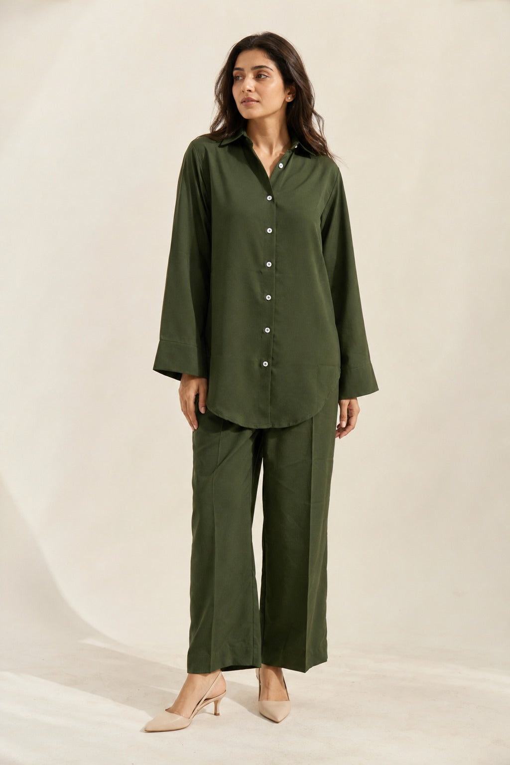 Forest Green Buttoned Co Ord Set