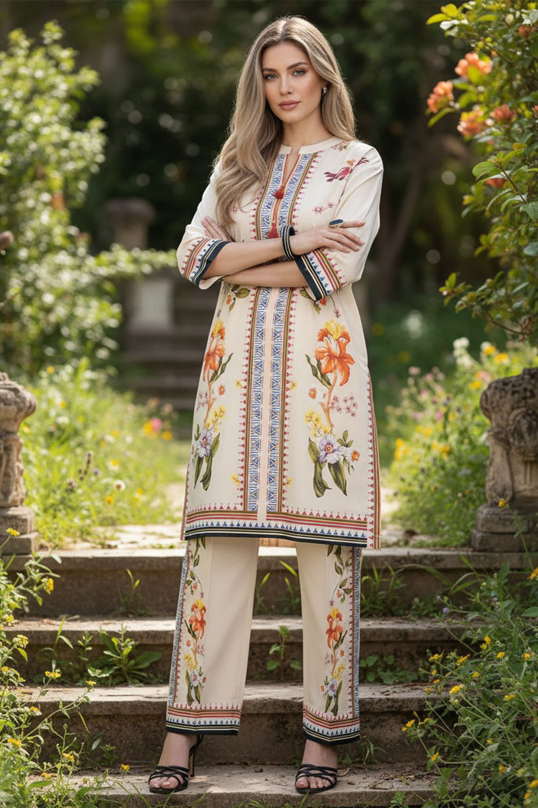 2 Piece Printed  Suit - 74