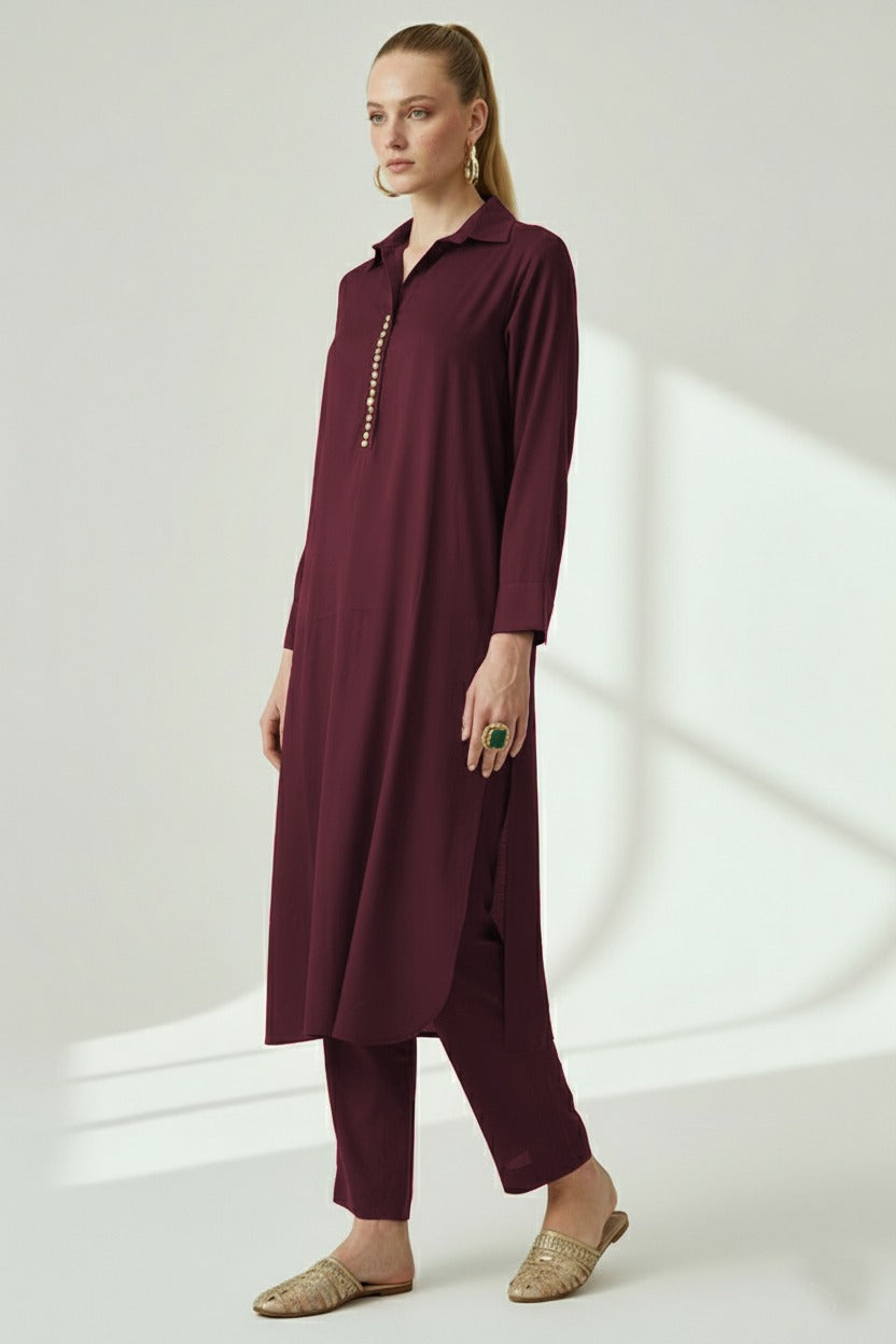 Studded Maroon Dress