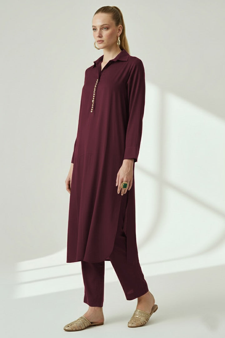 Studded Maroon Dress