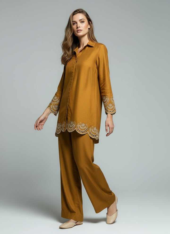 Caramel Schifli Co Ord Set