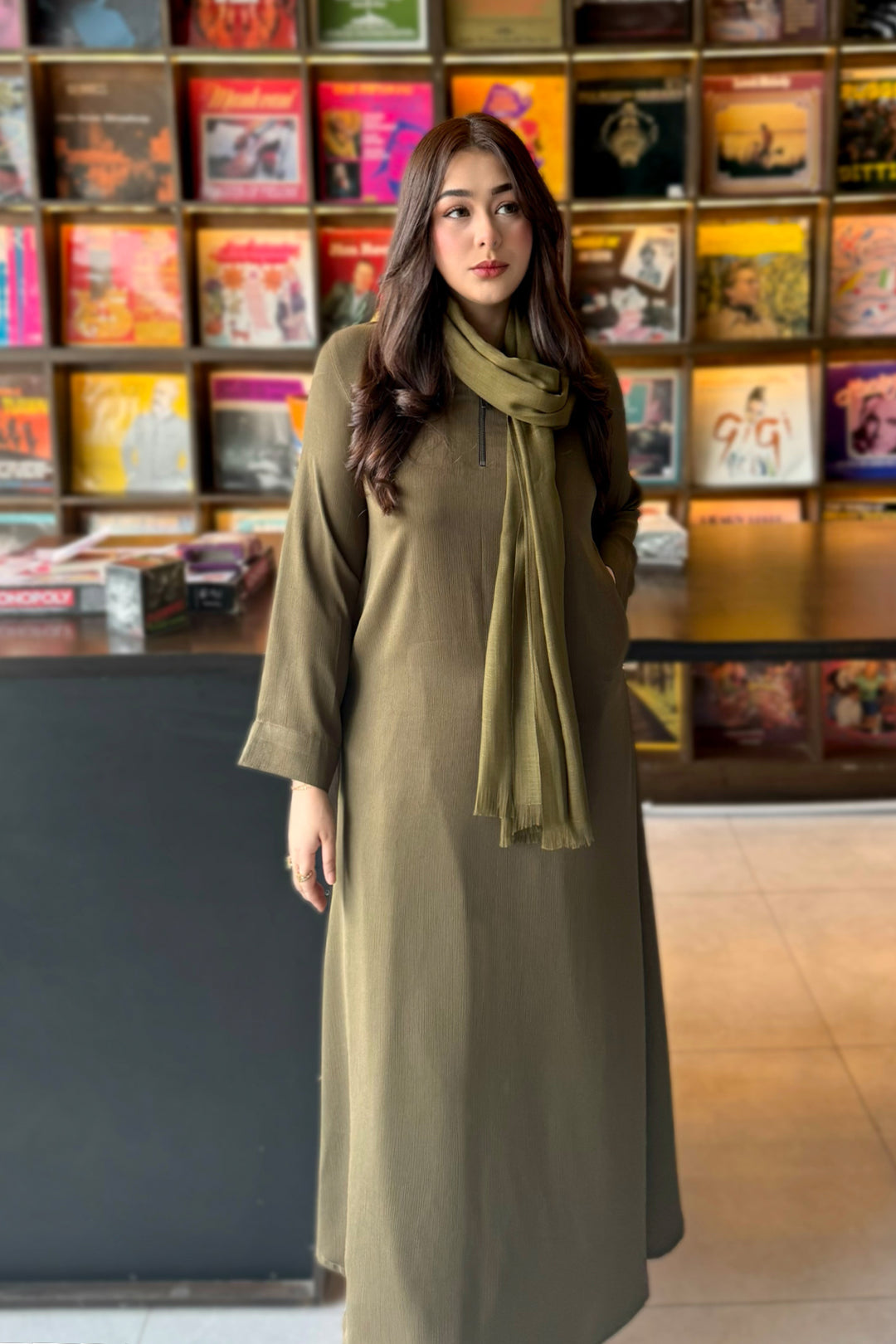 Olive Zipper Dress