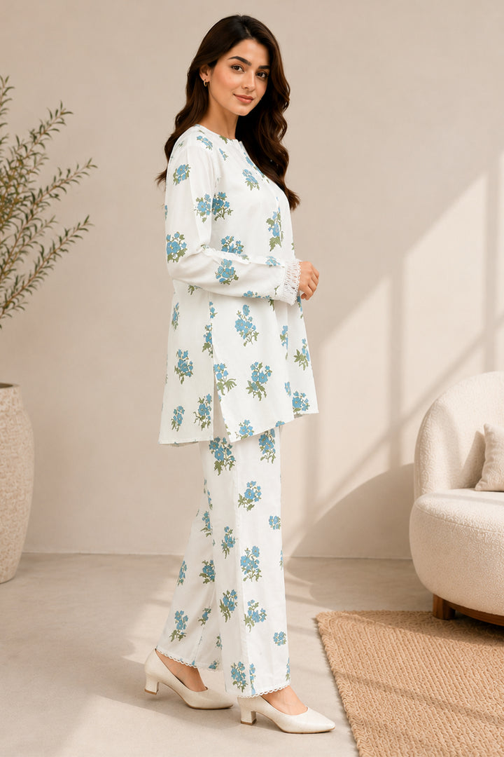 White Bloom Co ord Set