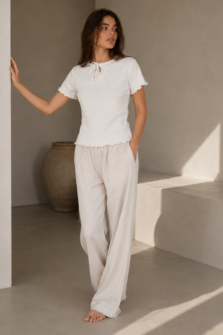 RIBBED TIE FRONT TOP