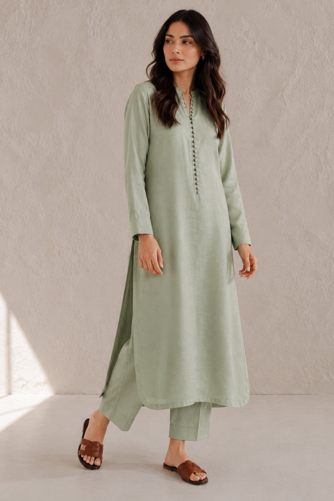 Sage Green Raw Silk Co-ord Set