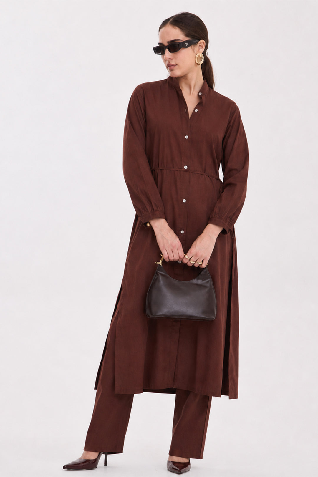 Dark Mocha Linen Flow Co-Ord Set