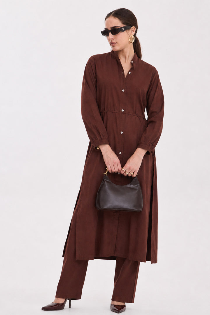Dark Mocha Linen Flow Co-Ord Set