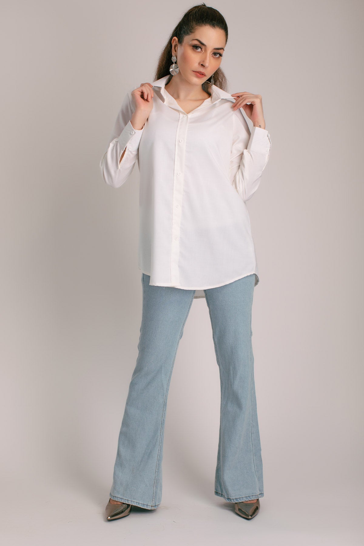 Basic White Collar Shirt - Peach Republic