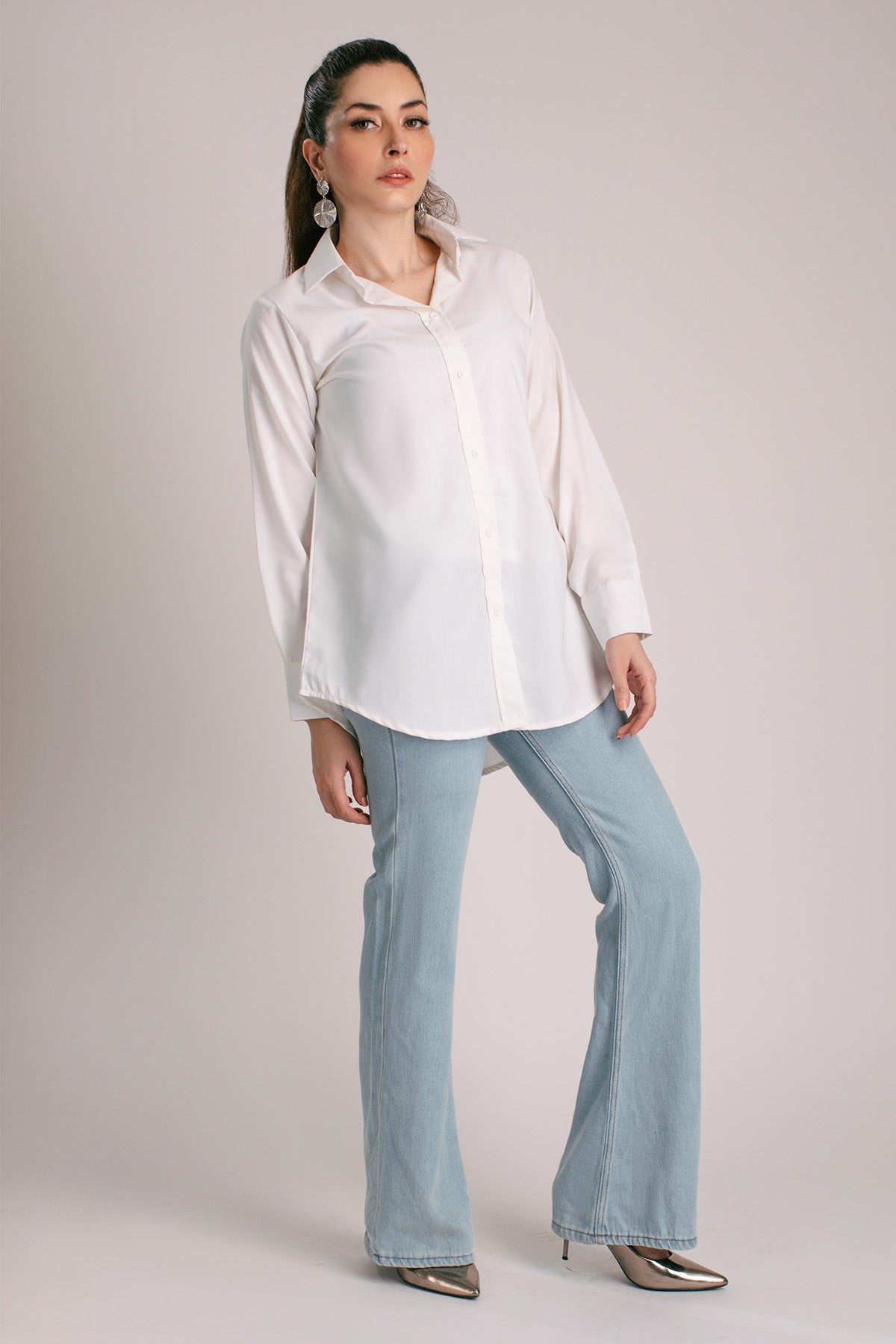 Basic White Collar Shirt - Peach Republic