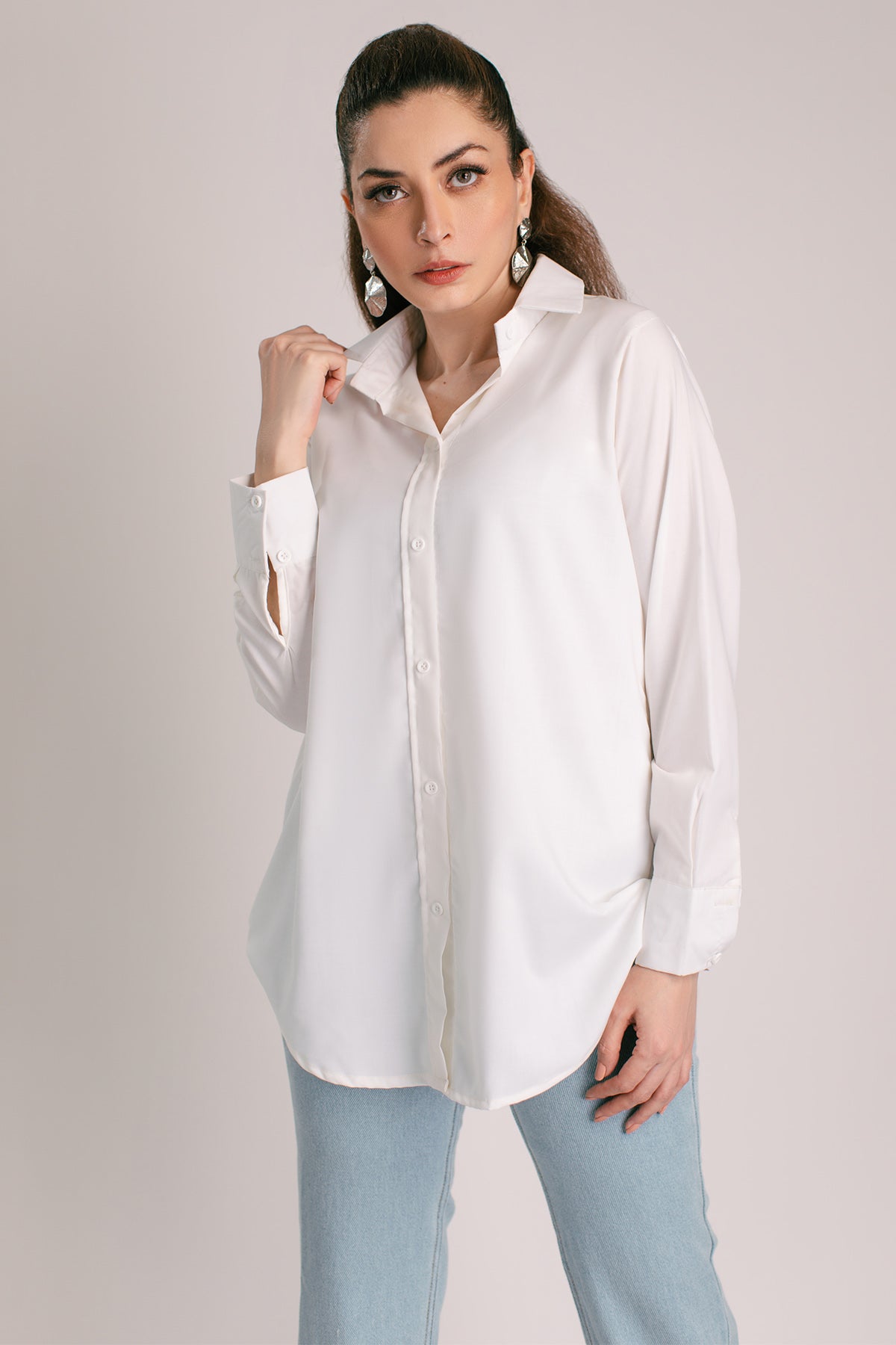 Basic White Collar Shirt - Peach Republic