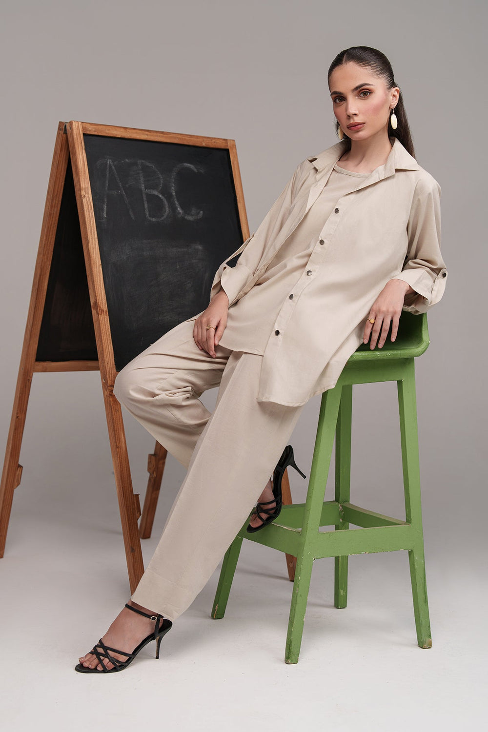 Beige Classic Co Ord Set - Peach Republic