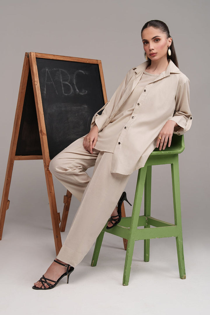 Beige Classic Co Ord Set - Peach Republic